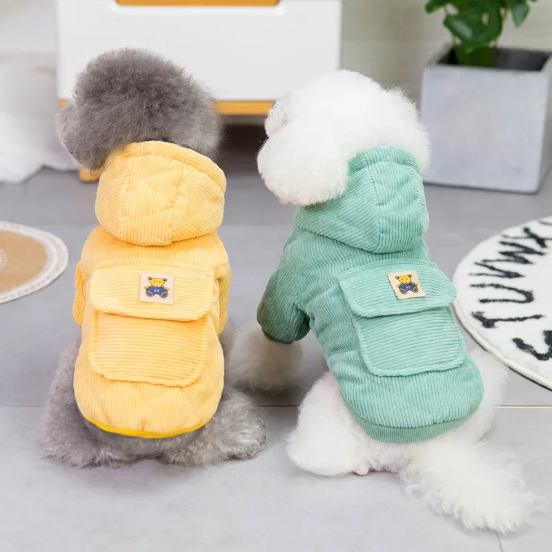 Corduroy Dog Coat with Leash D - D Ring Strap recension och pris
